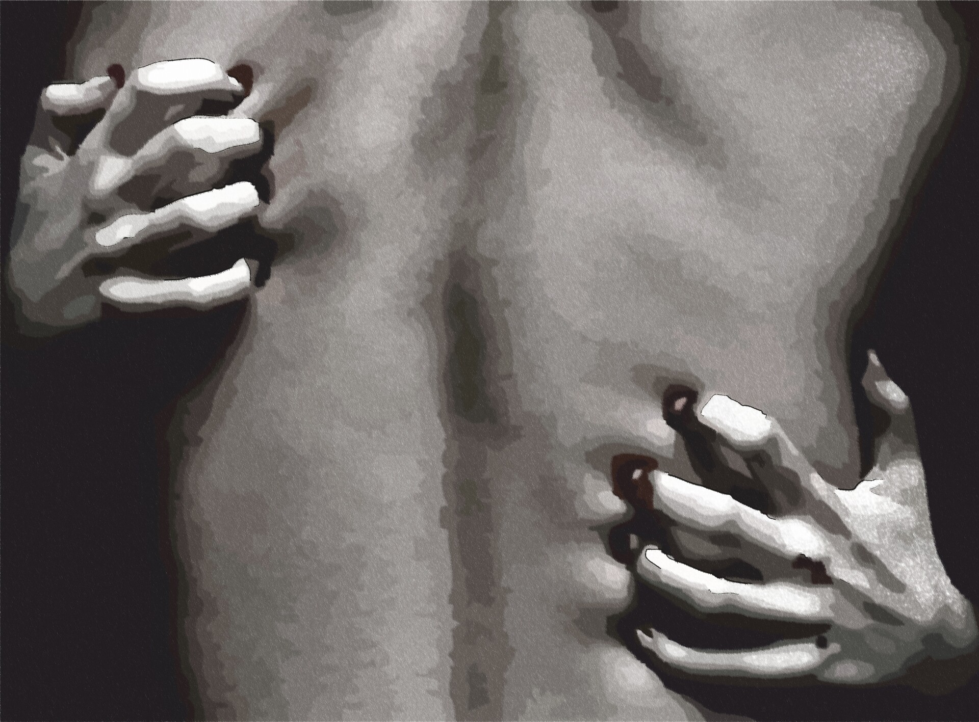 Аппетитная тела показывает рисунки на груди и руках