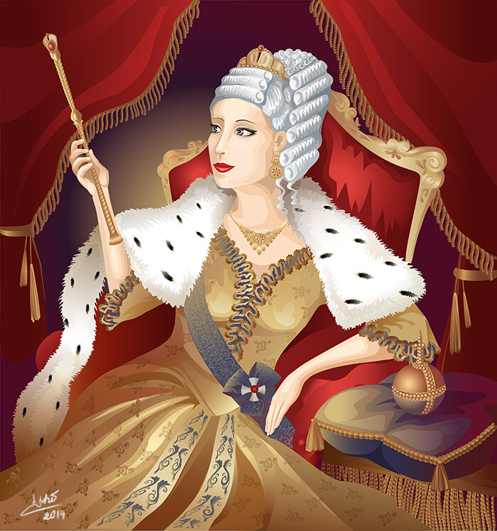Средневековая царица на кушетке
