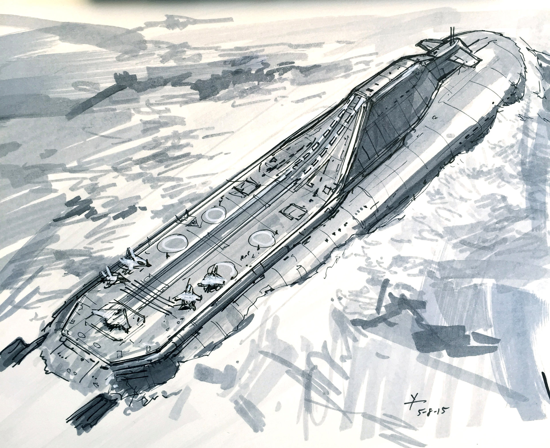 ArtStation - Submarine Aircraft Carrier concept, donald yatomi