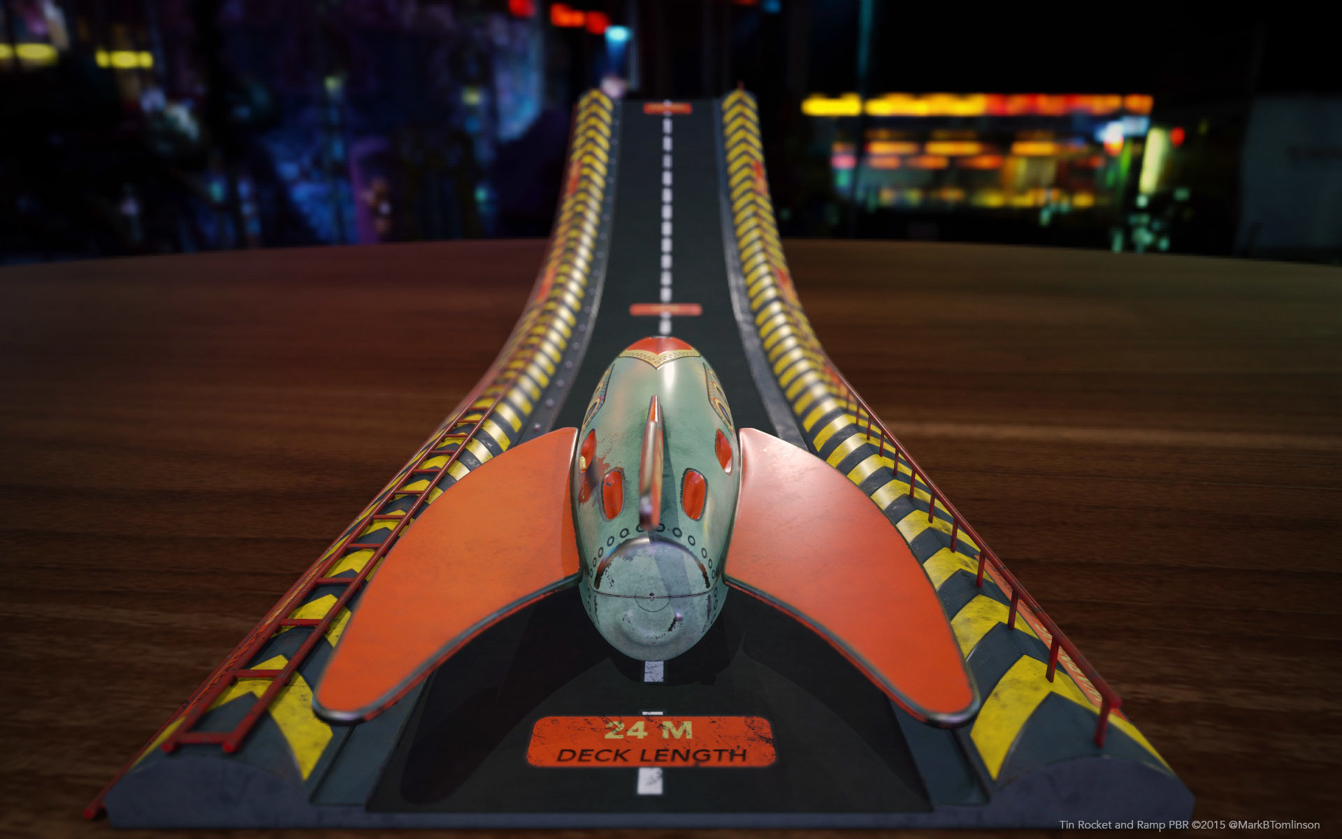 Retro Toy Rocket and Ramp Scene