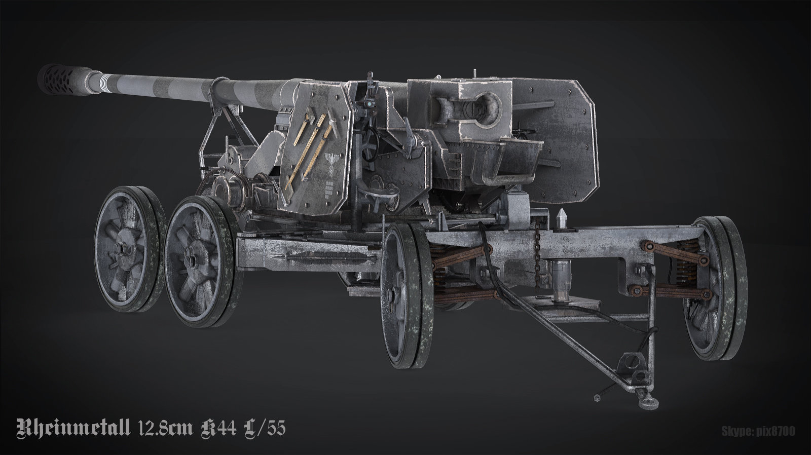 ArtStation - Rheinmetall 12.8cm K44 L/55, Alex Buryak