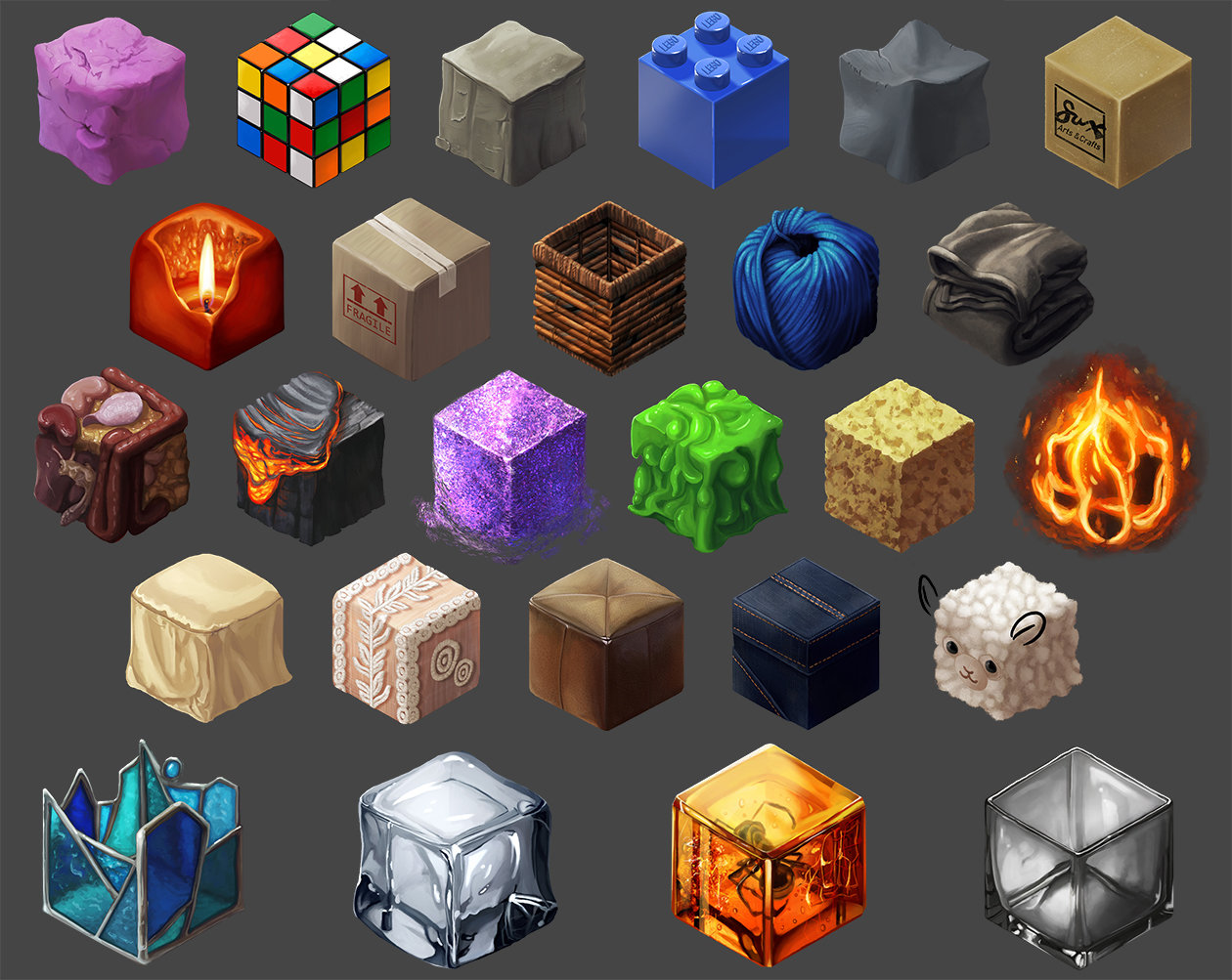 ArtStation - Cube Material Studies Caroline Breaux