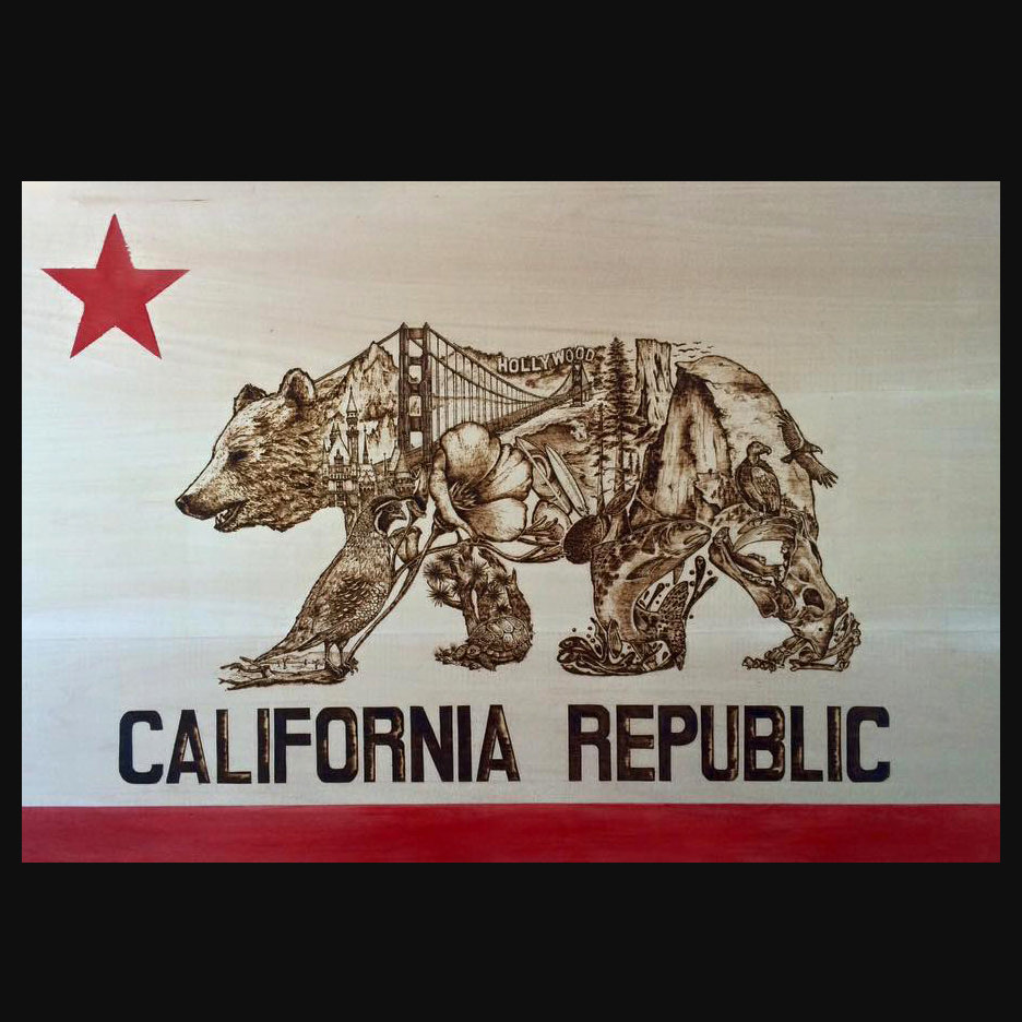 ArtStation California Flag Wood Burning