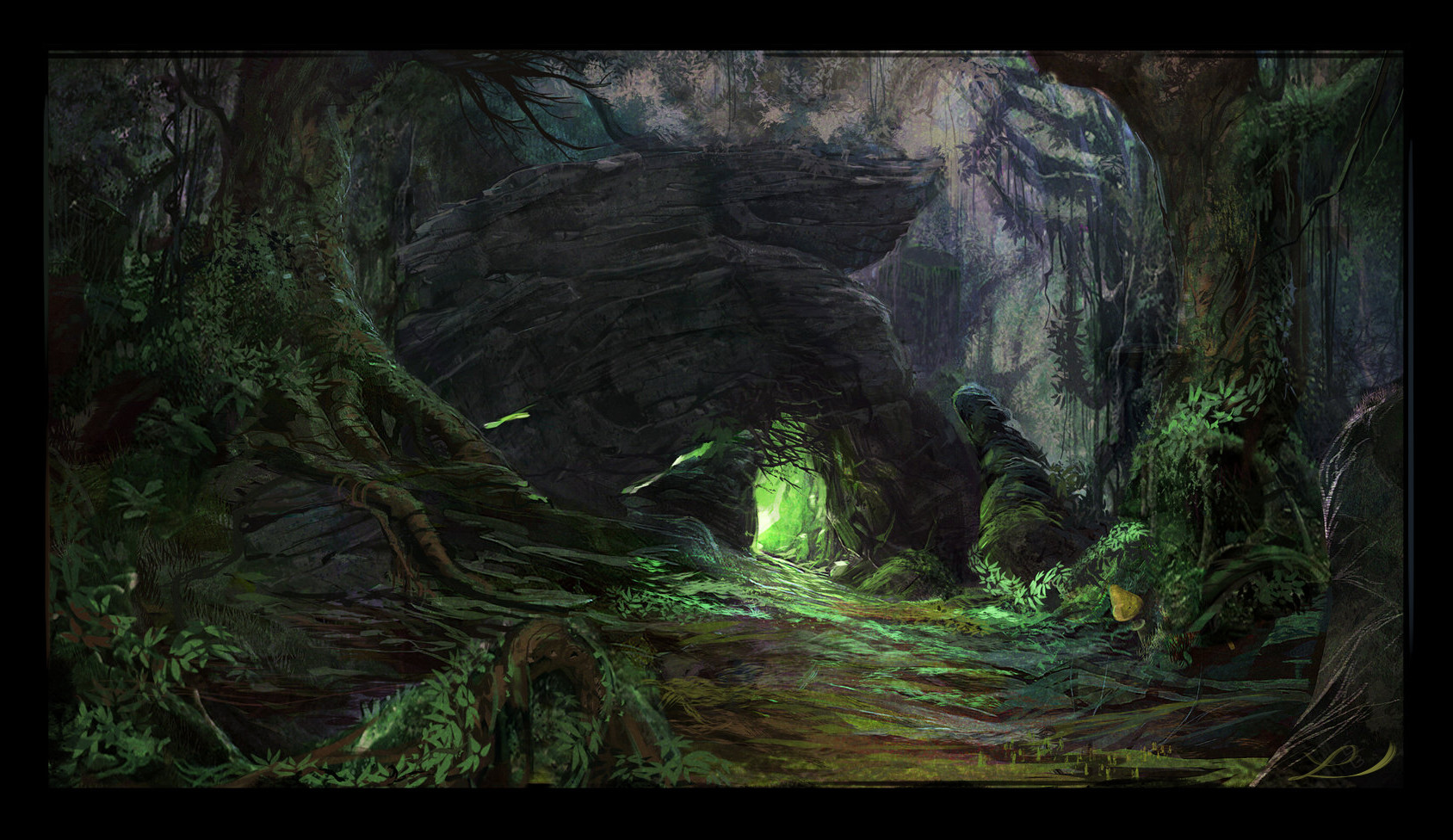 Зверь в подземелье. Пещера фэнтези. Сказочная пещера. Сказочное подземелье. Подземный лес.