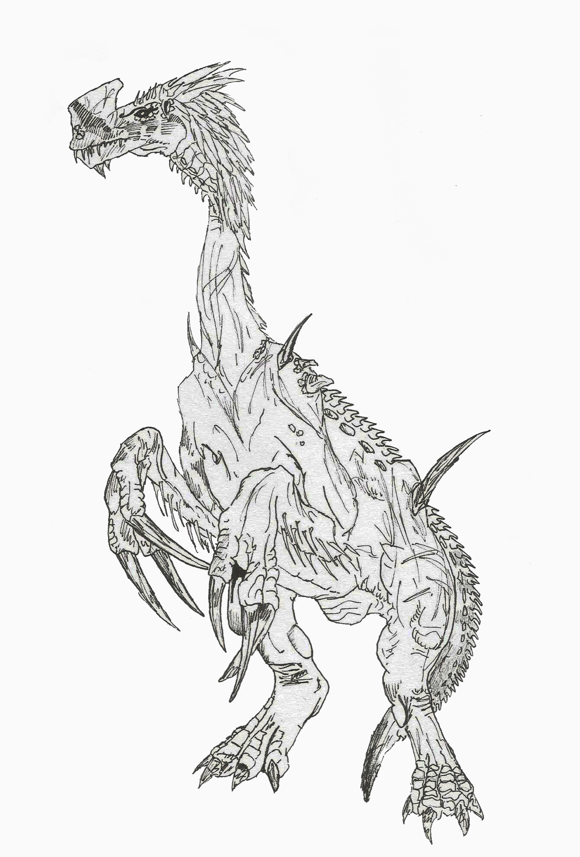 Теризинозавр рисунок карандашом