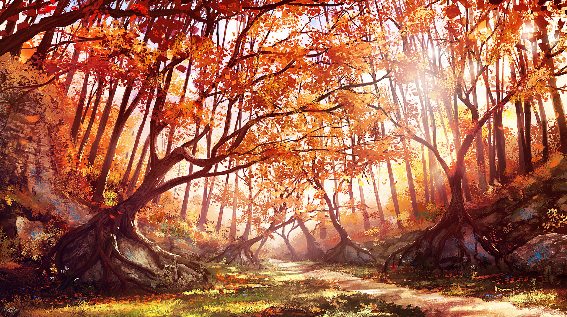 Artstation Autumn Forest Renaud Perochon