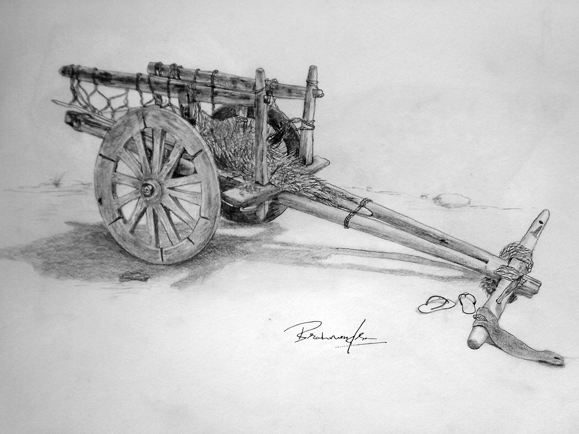 illustration of cartoon bullock cart on Craiyon
