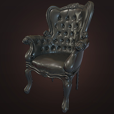 ArtStation - Vintage Classical Leather Arm Chair