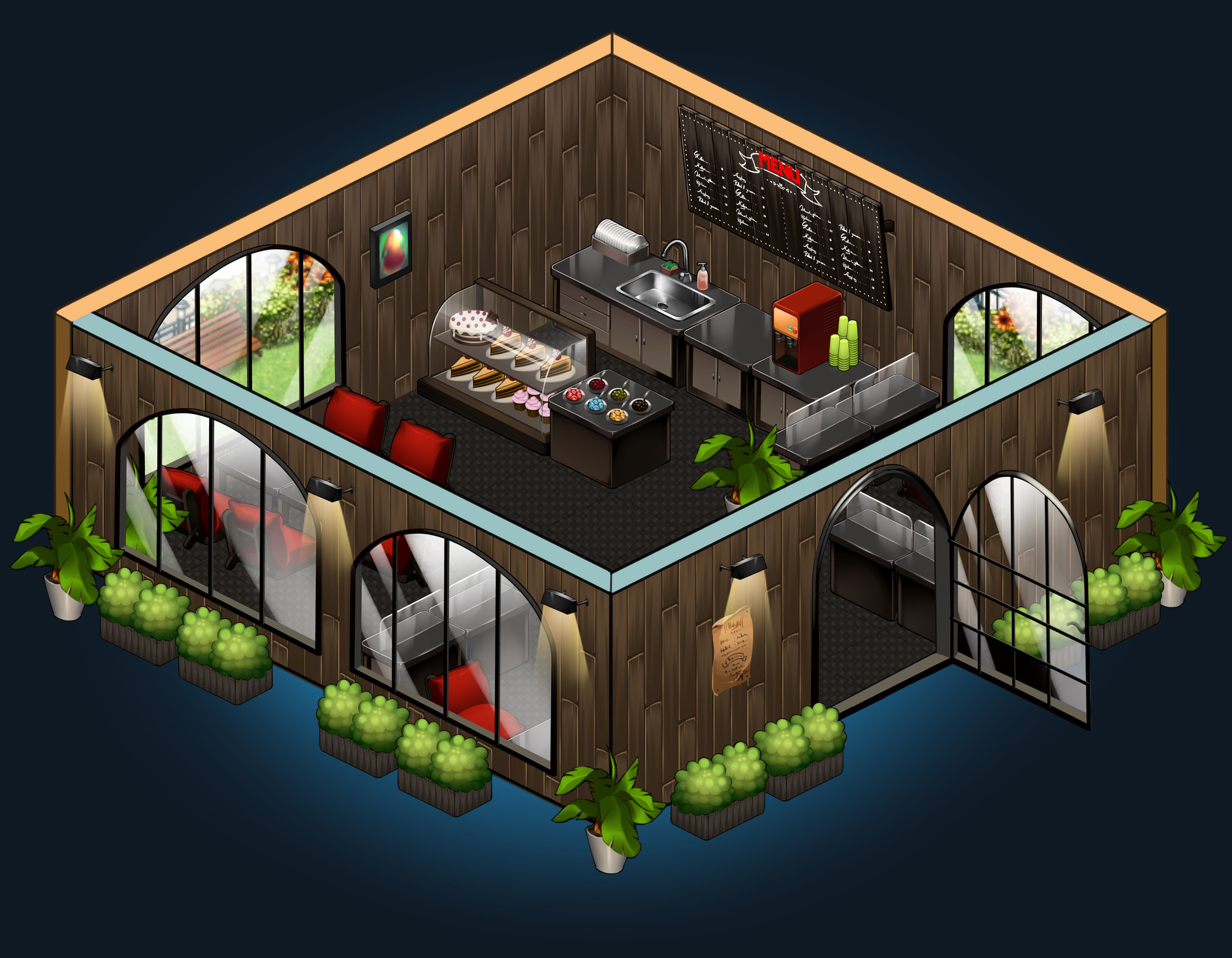 ArtStation Coffee shop game.