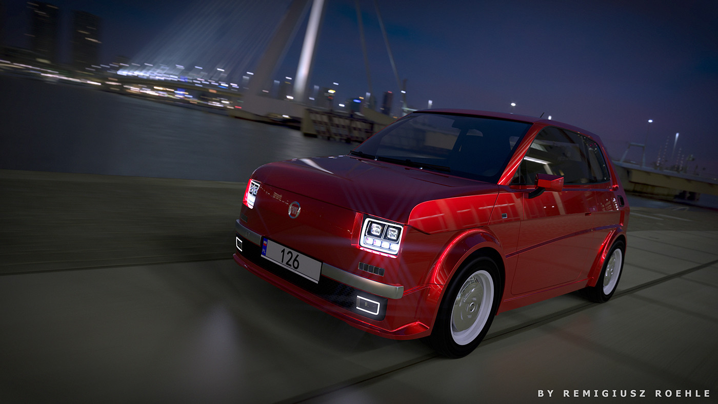 Fiat 126 reimagined and rendered