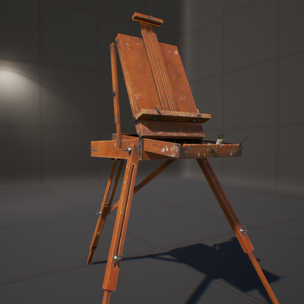 ArtStation - Interior design asset _ art supplies ( easel & deco )