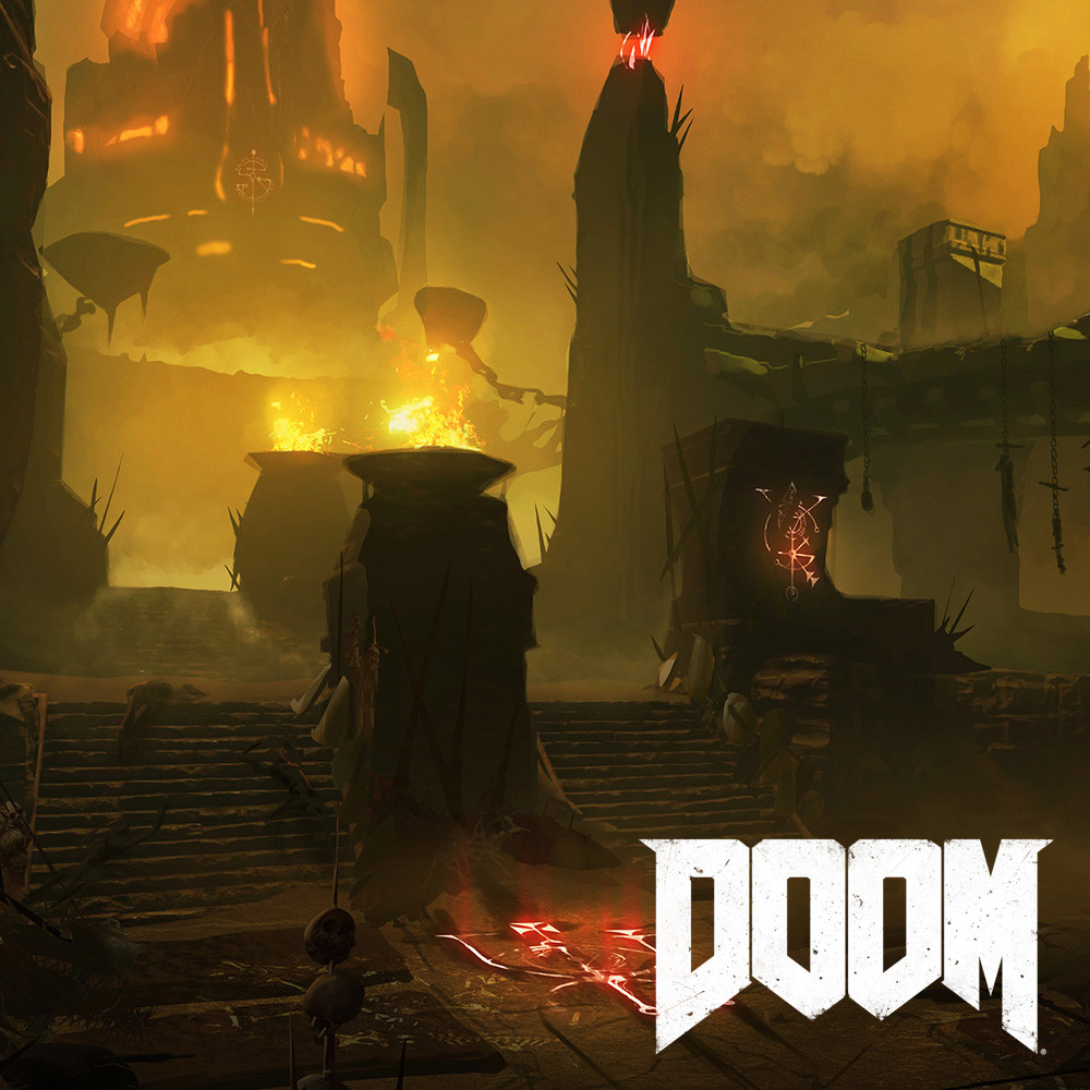 Level done. Doom 2016 Art. Doom Eternal Crucible. Врата ада Doom Eternal. Doom пейзажи.