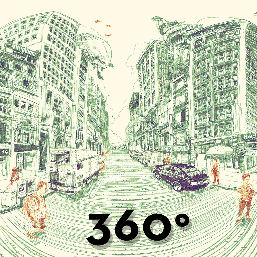 ArtStation 360 panoramic Cityscape Drawing