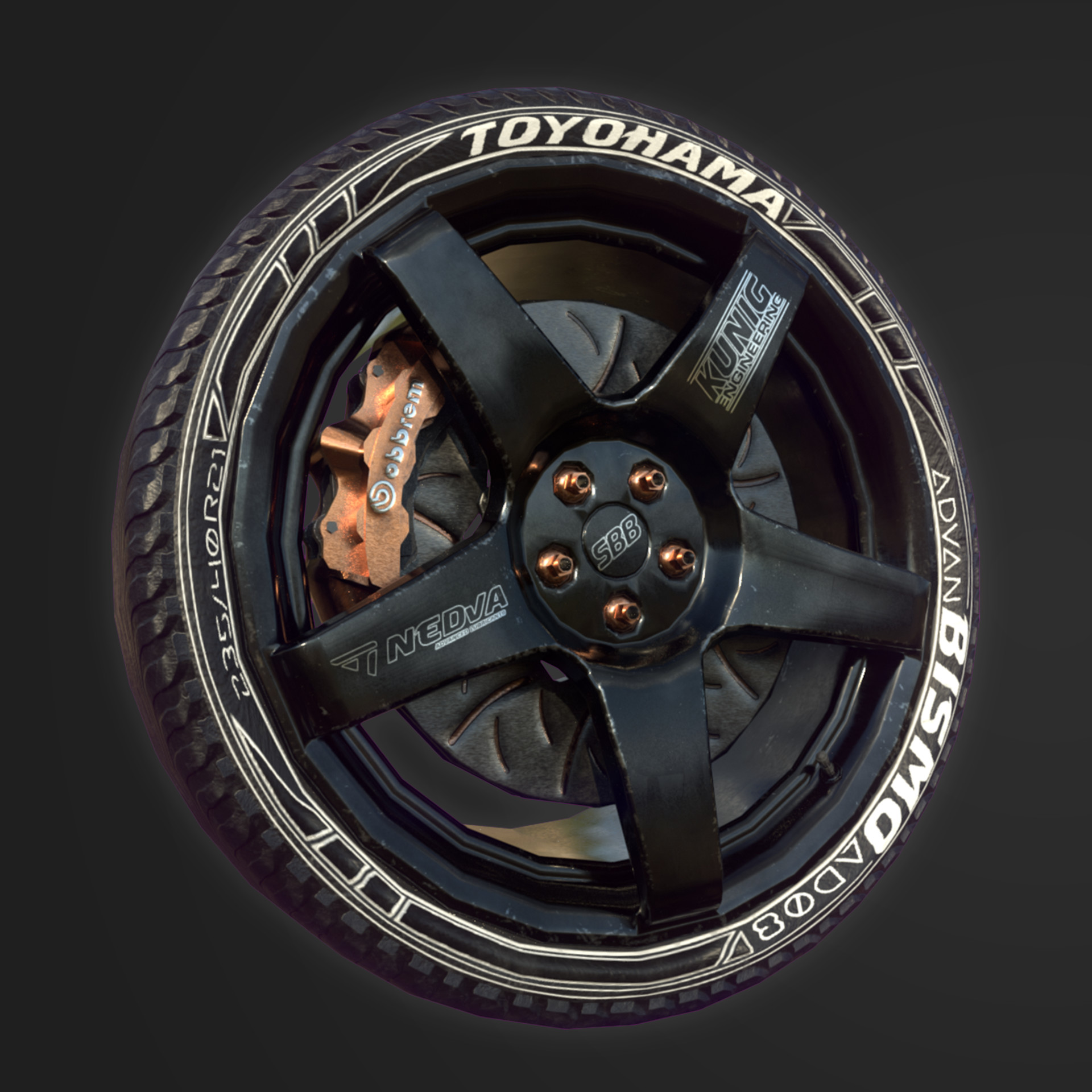 ArtStation - Substance Painter - Racing Tire + Rim + brakes