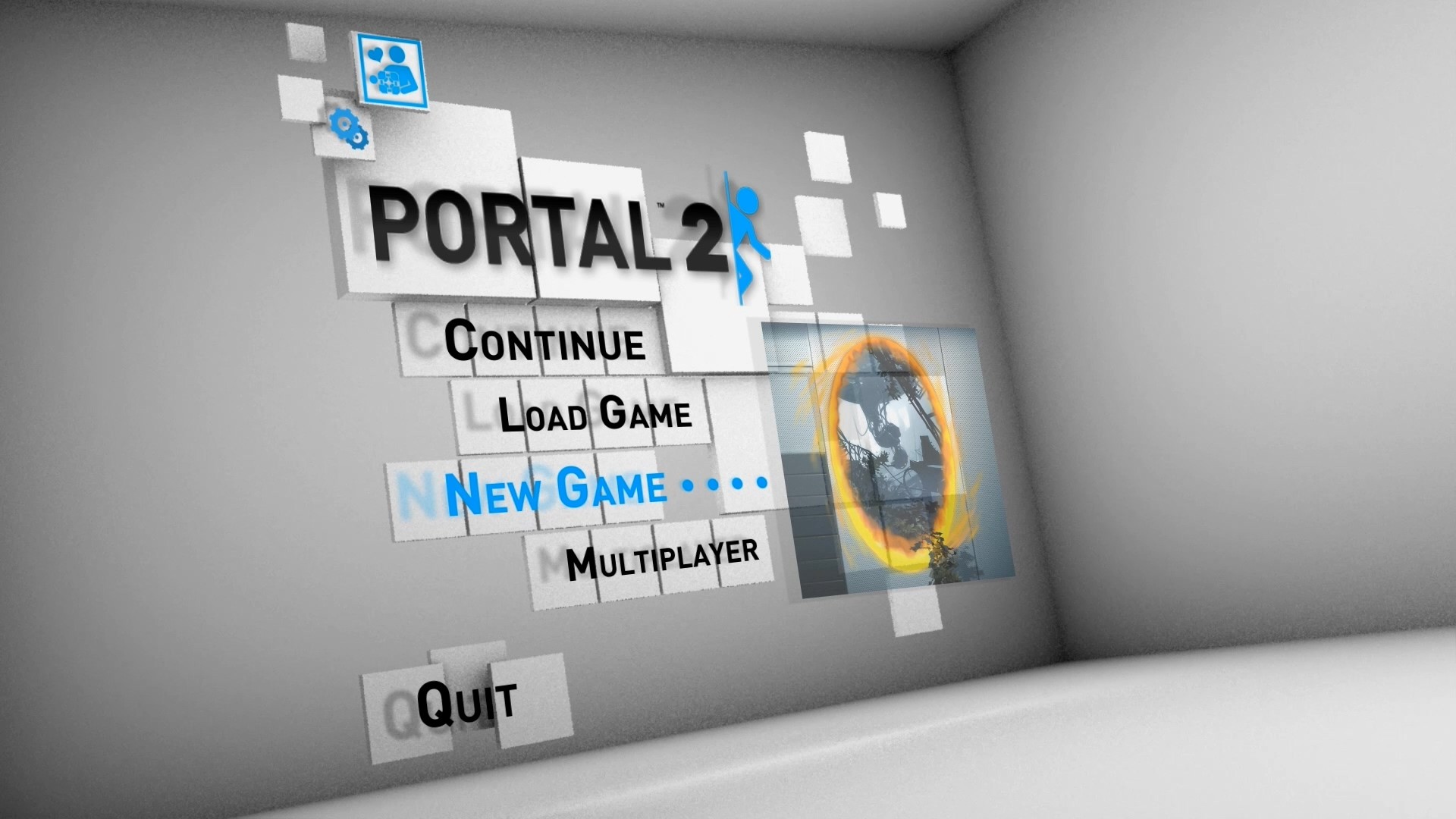 True портал. Портал 2 меню. Portal 2 главное меню. Меню игры портал 2. Главное меню игры с порталом.