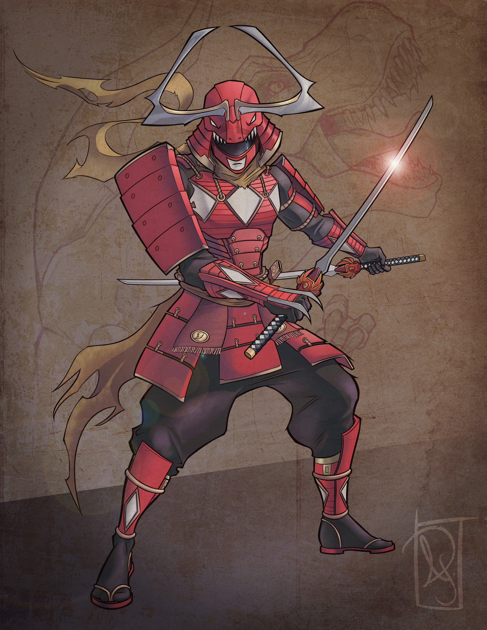 Artstation Samurai Red Ranger Abraham Portilla