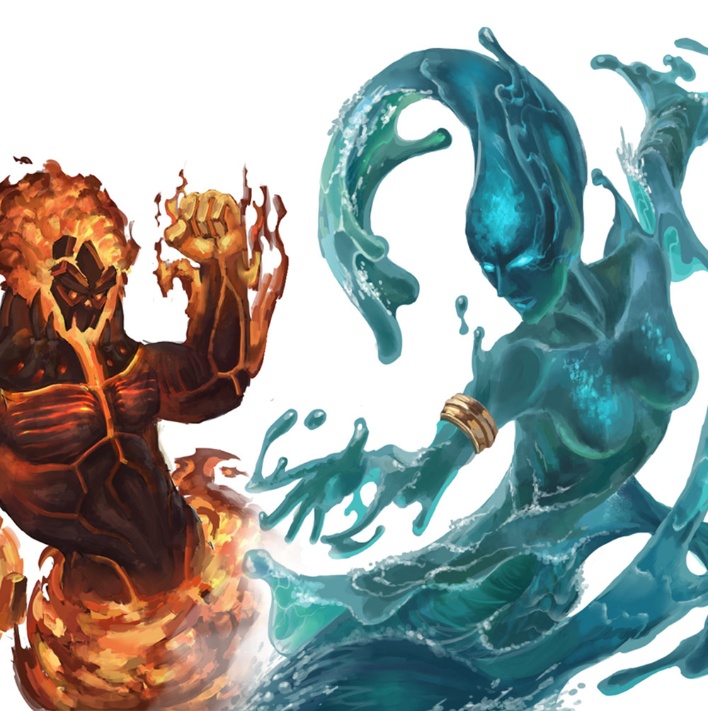 Artstation Fire And Water Elemental