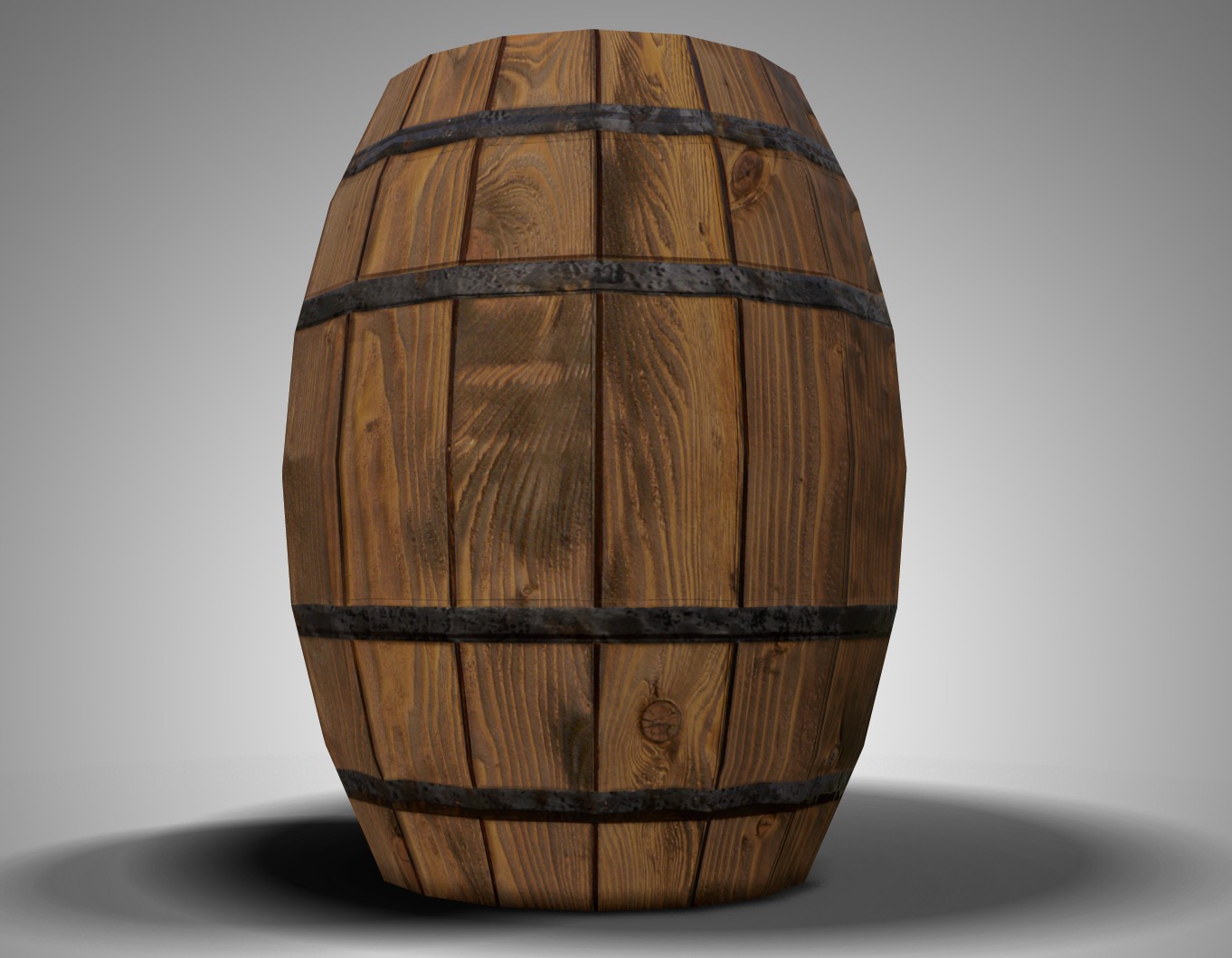 Game Ready Low Poly Barrel 01