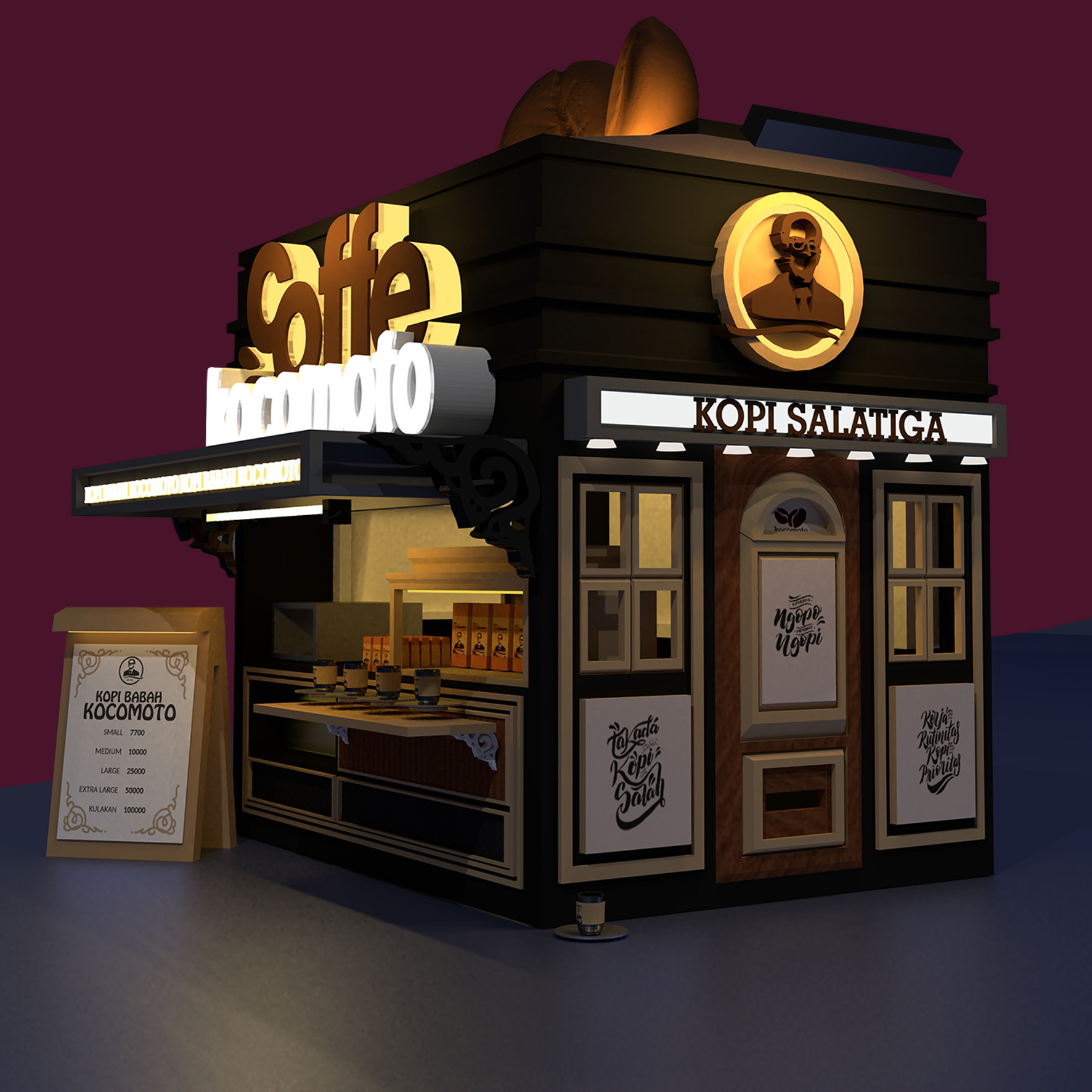Artstation Concept Design Of Kocomoto Coffee Stand Booth Yolo Sobi