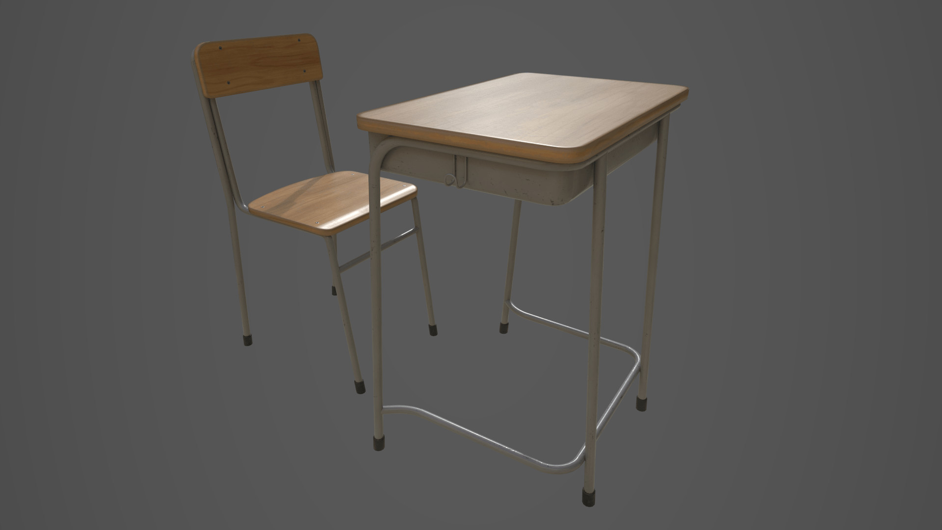 artstation  japanese style school desk and chair prop