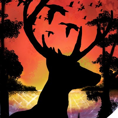 Deer Silhouette in Sunset Painting