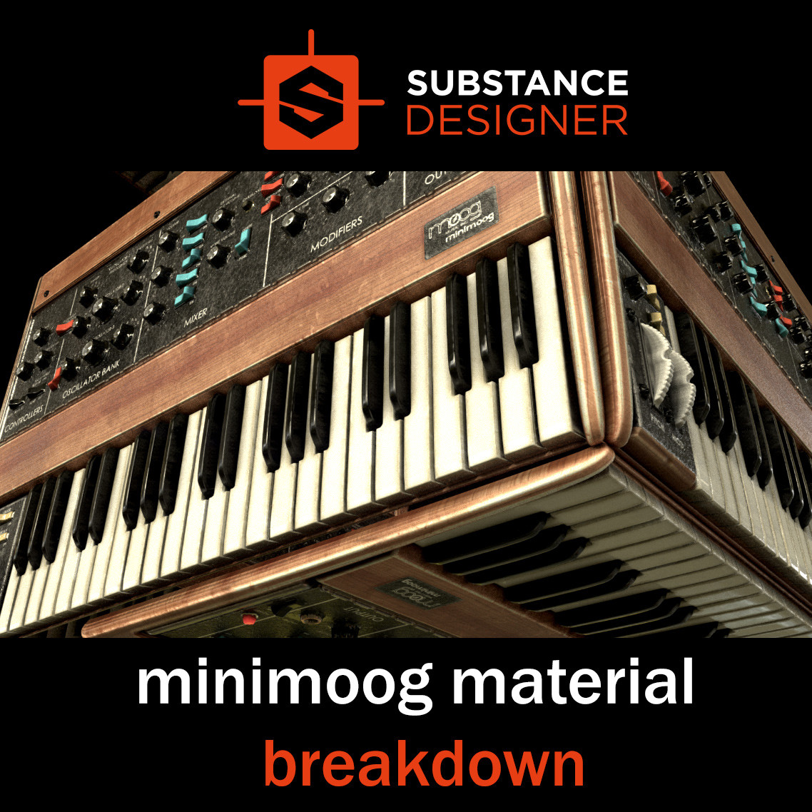 Minimoog material Breakdown - 100% Substance Designer