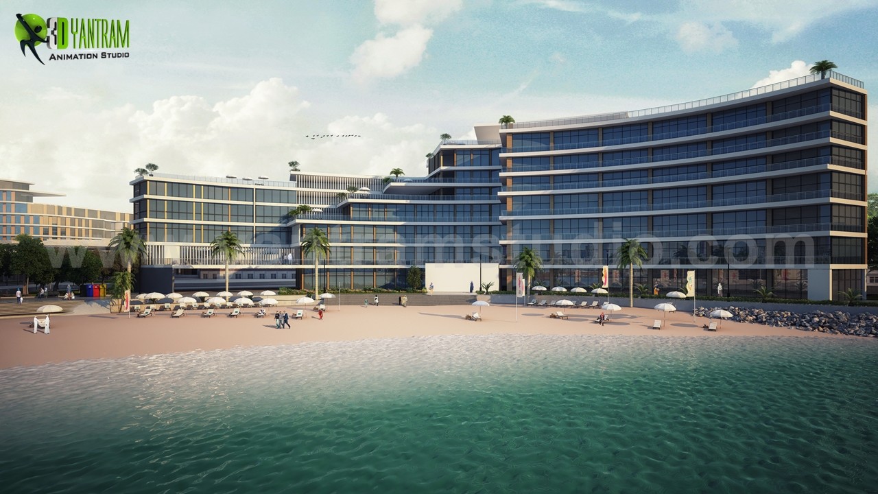 ArtStation - Modern 3D Exterior Beach Side Hotel View Design by  Architectural Design Studio, Dubai - UAE