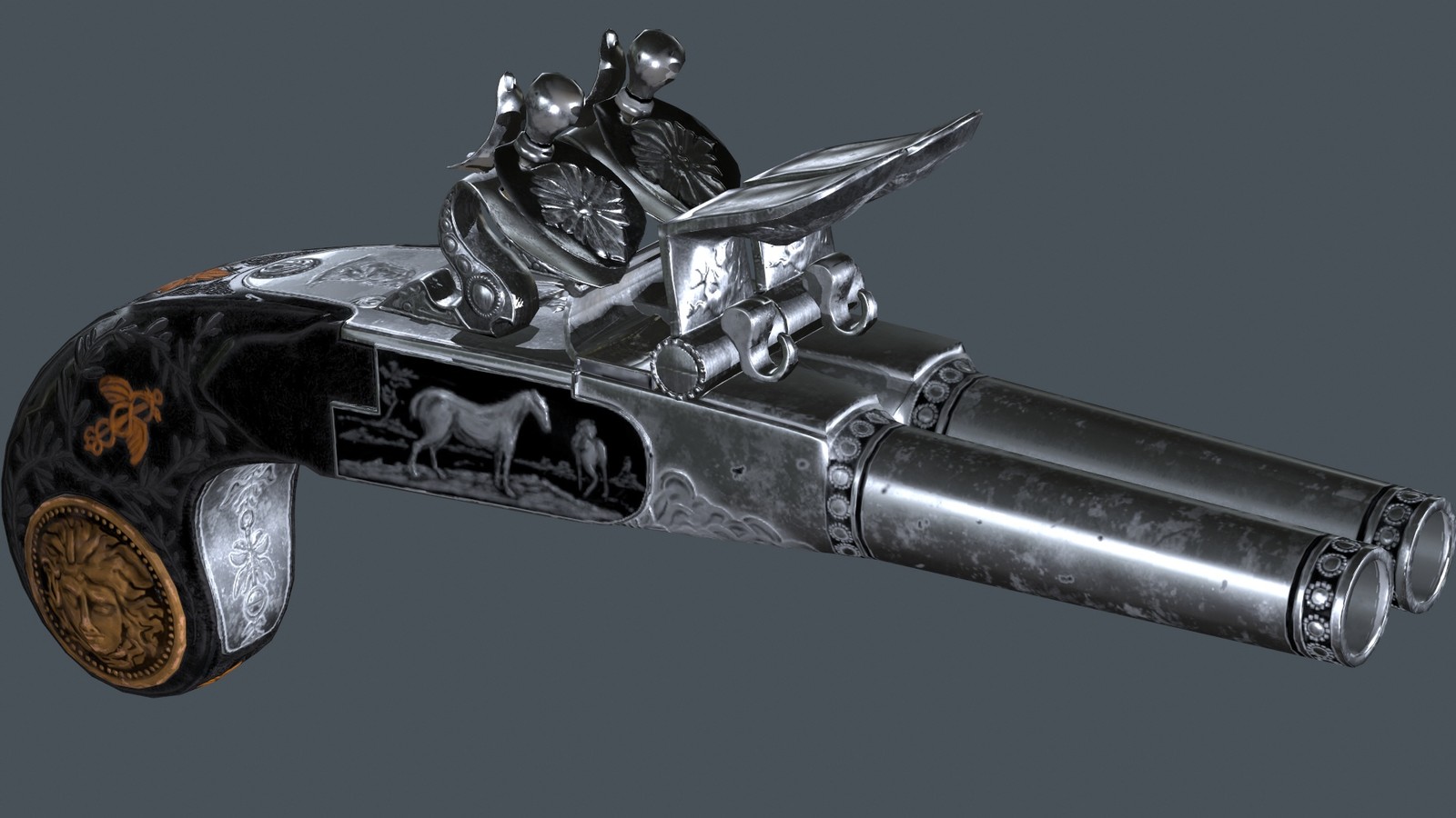 Double Barreled Turn-Off Flintlock Pistol WIP