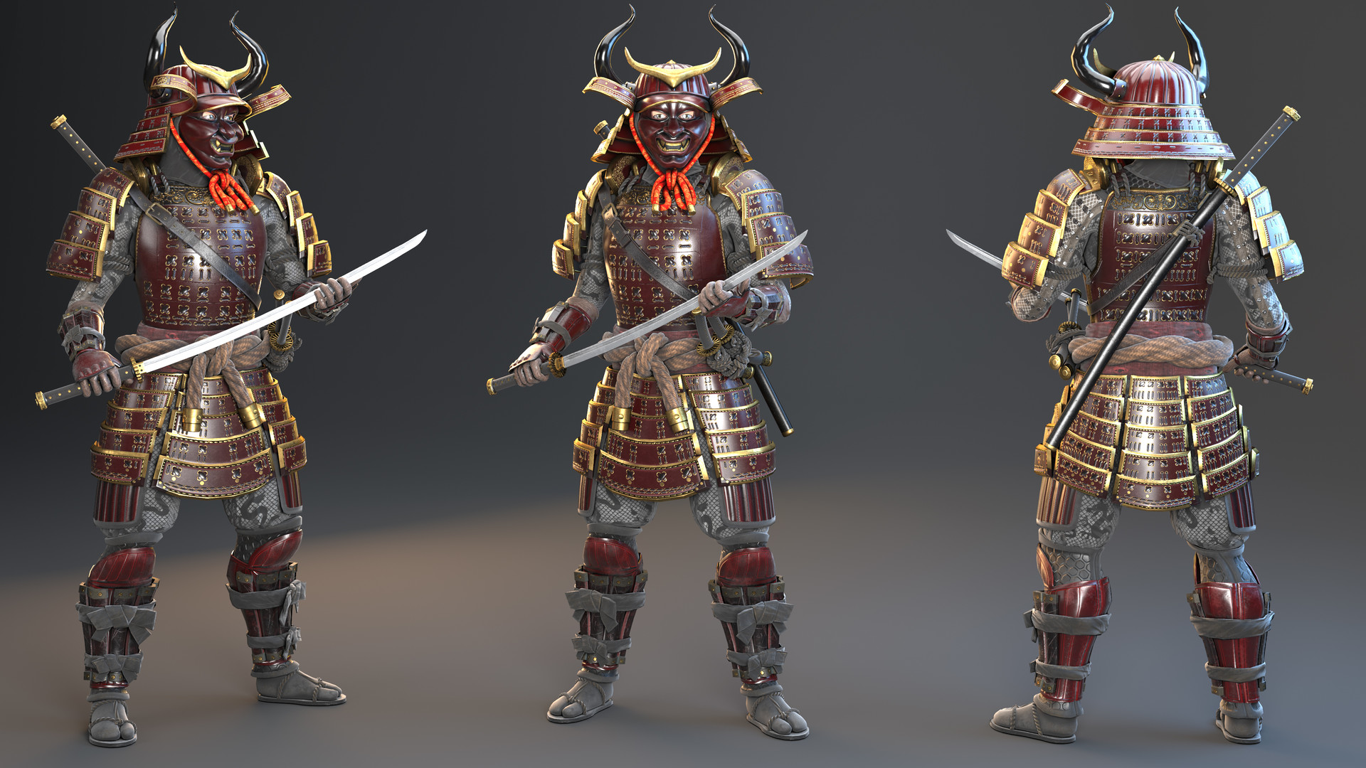 ArtStation - Red Japanese Samurai