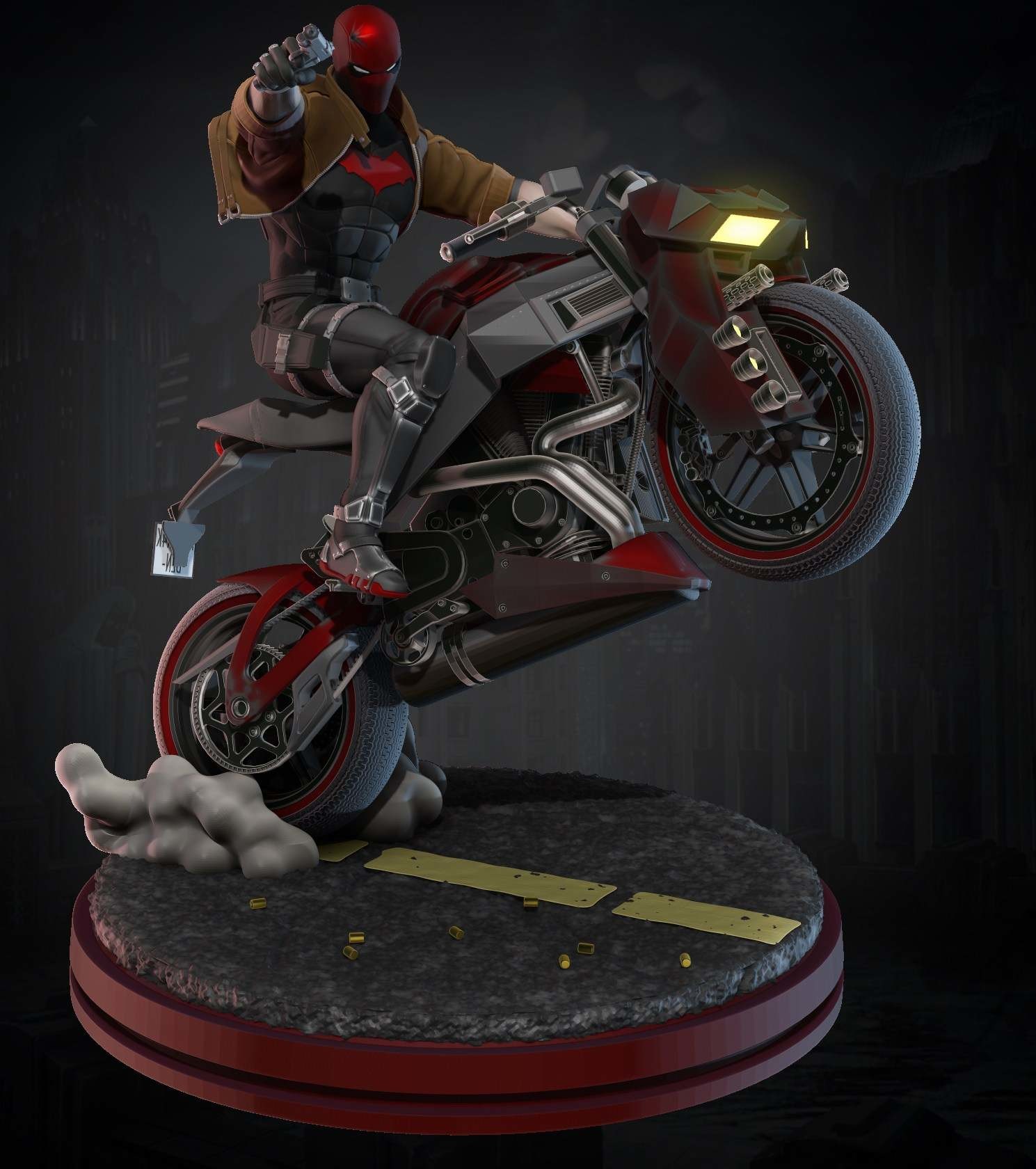 red hood statue