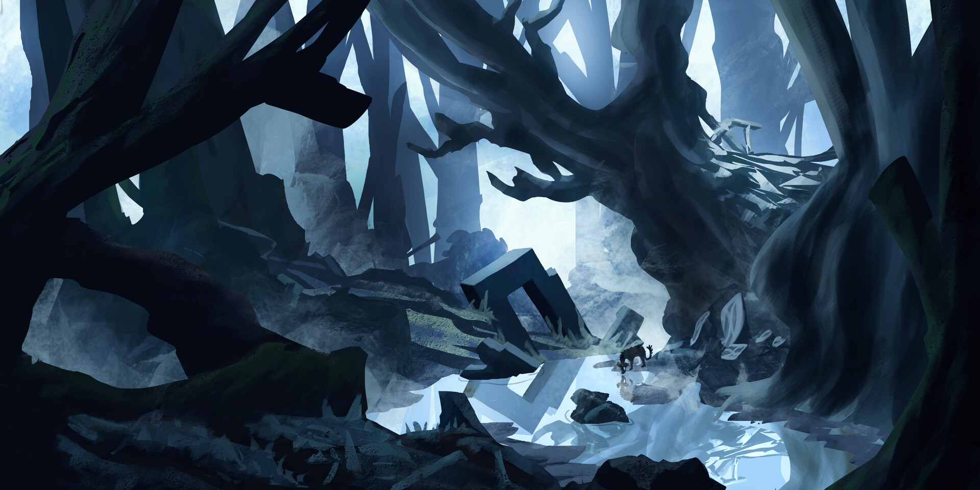 ArtStation - 2D Concept Art - Into the woods (Shadows of a Sunless World)