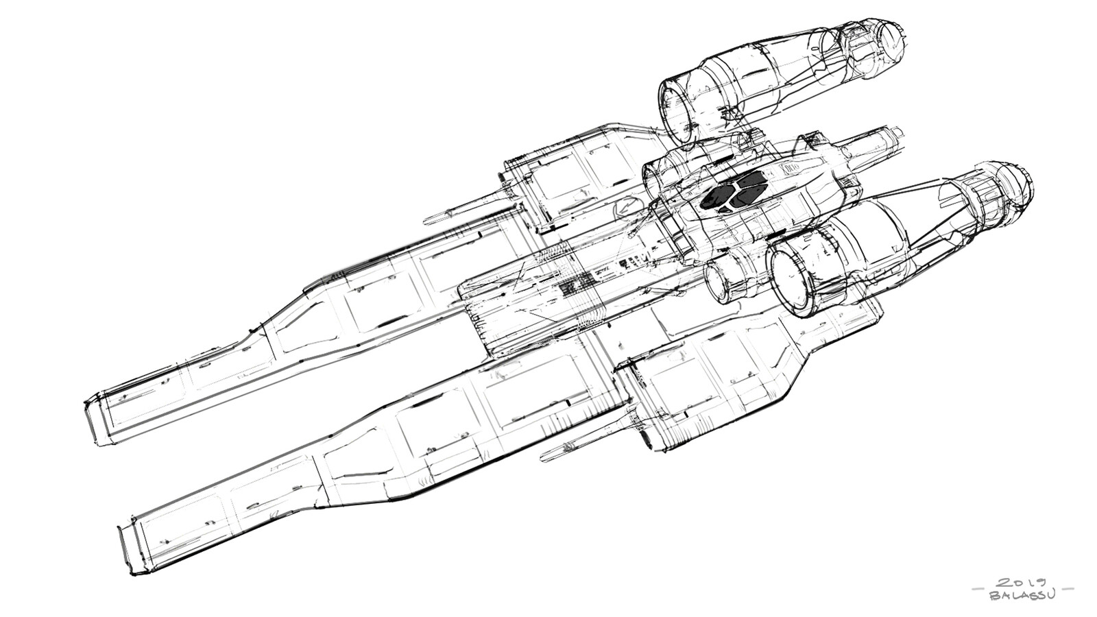 Animated Blender Grease Pencil Spaceship - Rough Exploration