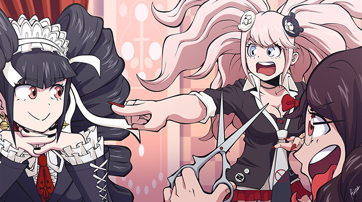 fanart: DanGanRonPa - Celestia, Junko & Genocide Jack!(In: My Hero Acad...