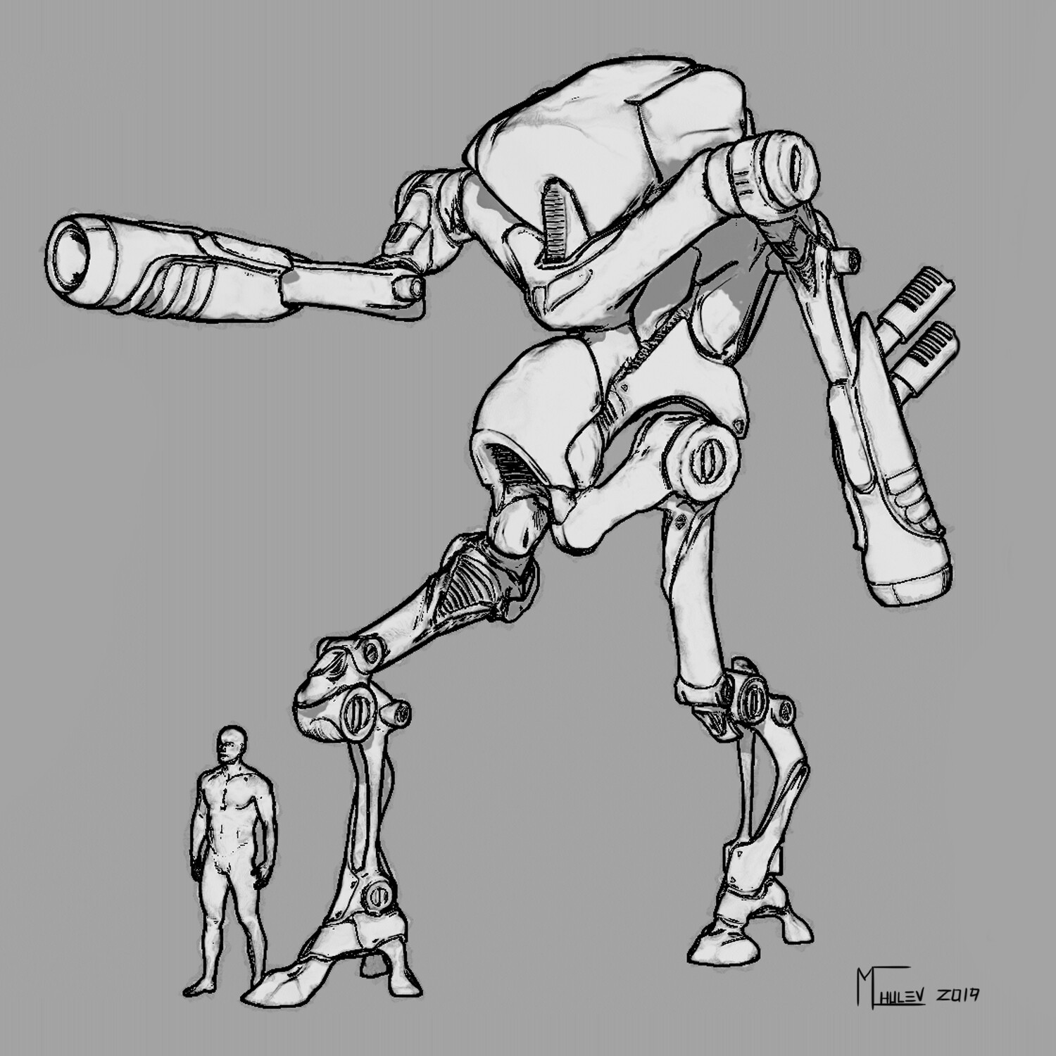 ArtStation - Single pilot unit (Mecha design zbursh 2019 sketch)