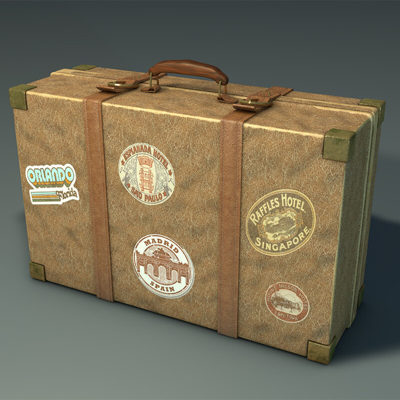 3D model Vintage Suitcase Retro Valise VR / AR / low-poly