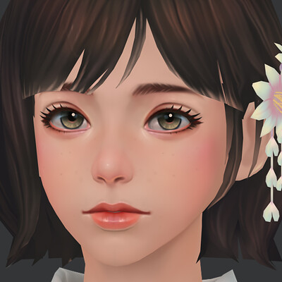 ArtStation - Kimono girl_Yuki_lowpoly handpainted