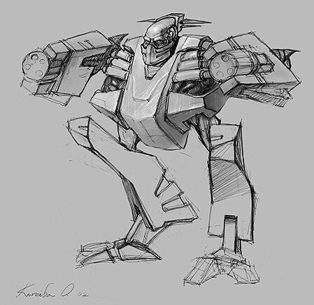 KoreybaArts - Cyborg-Tank, sketch. made in 2002