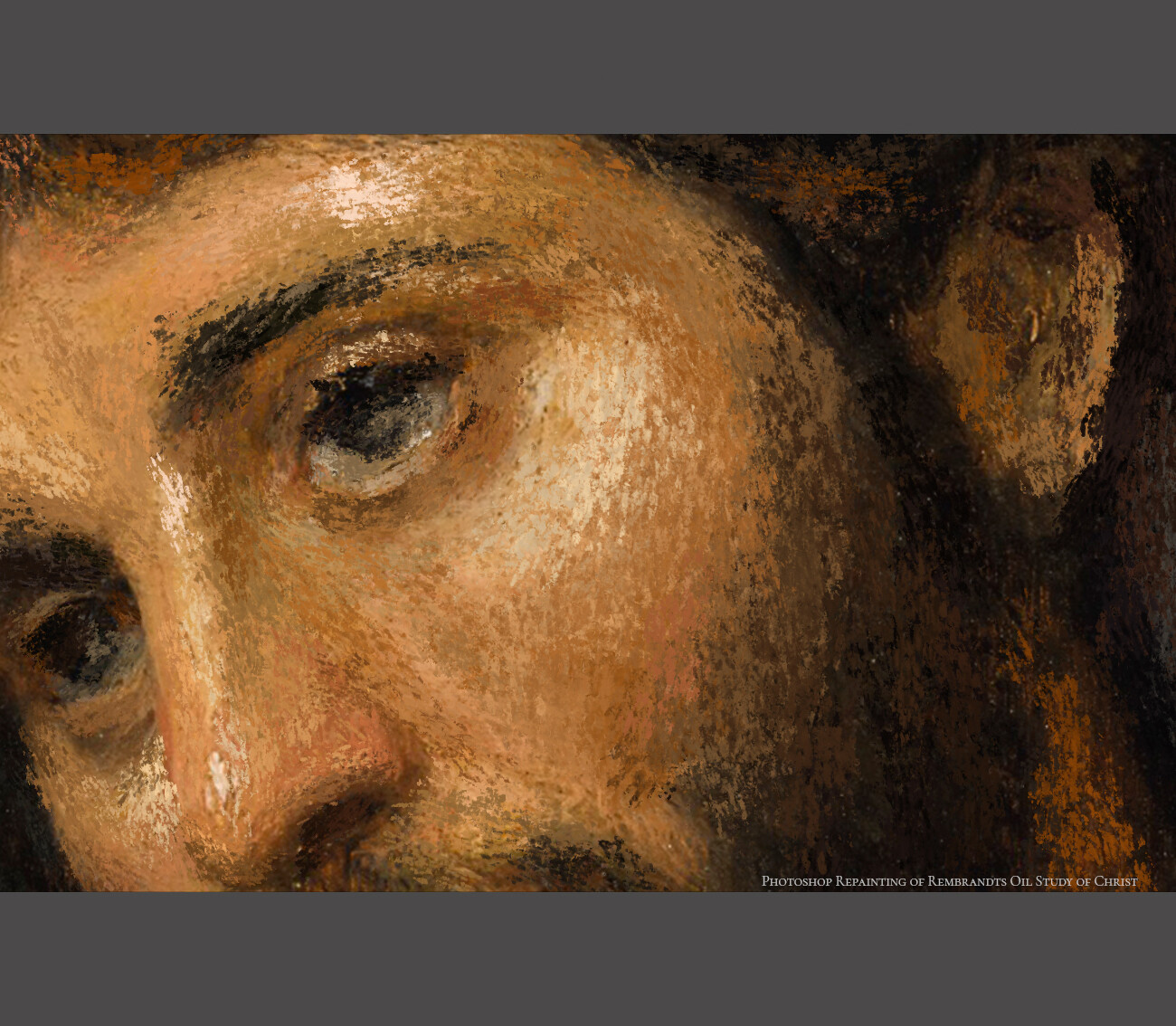 Rembrandt - Oil Study of Christ - Detailed, digital Photoshop Painting (Close-up)
