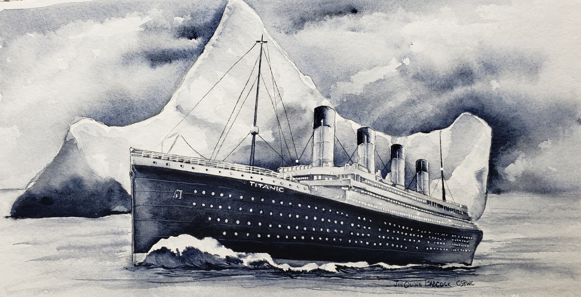 Pencil drawing the Titanic on her Southampton dock based on the famous  photo taken on this spot  rtitanic