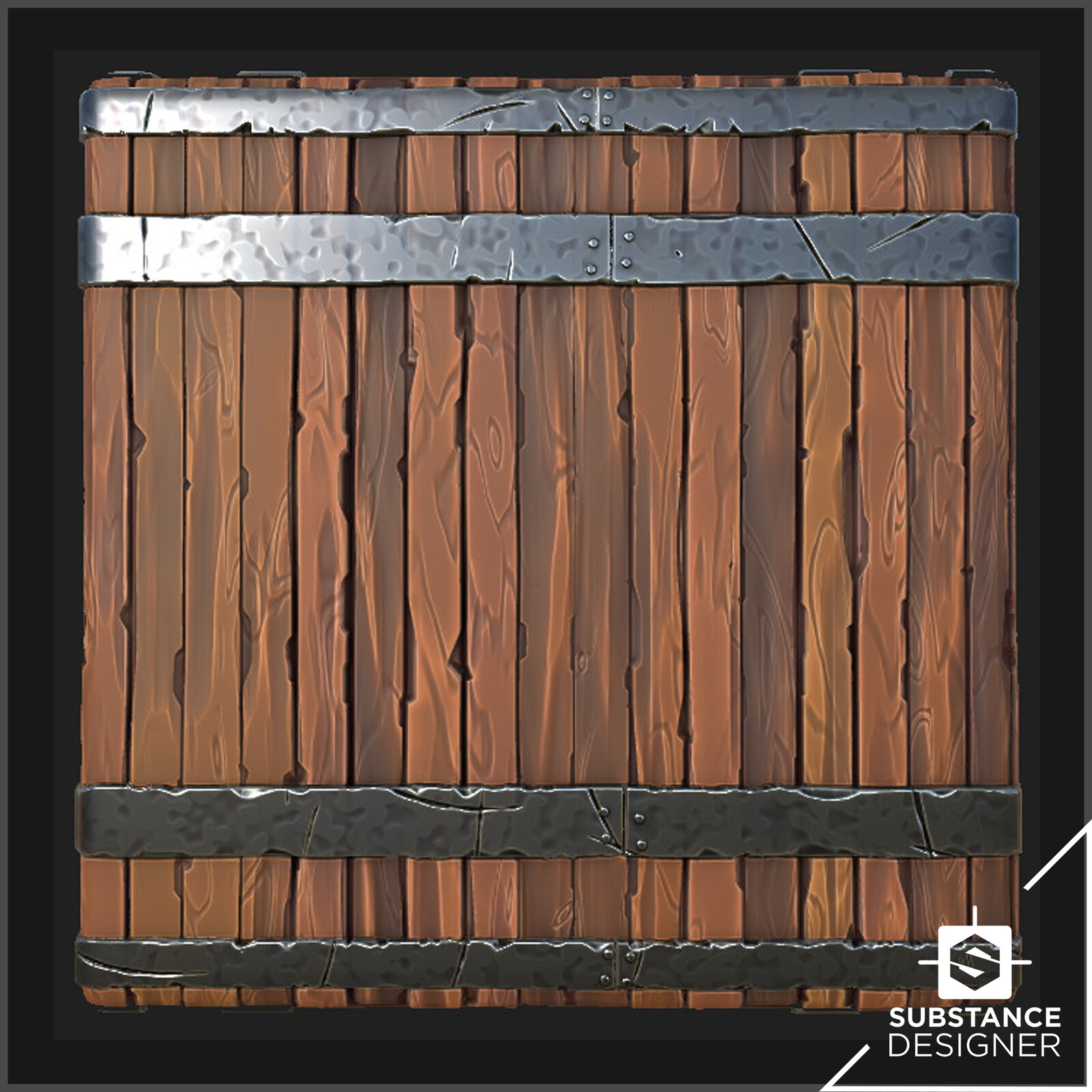 Wood barrel stylized material