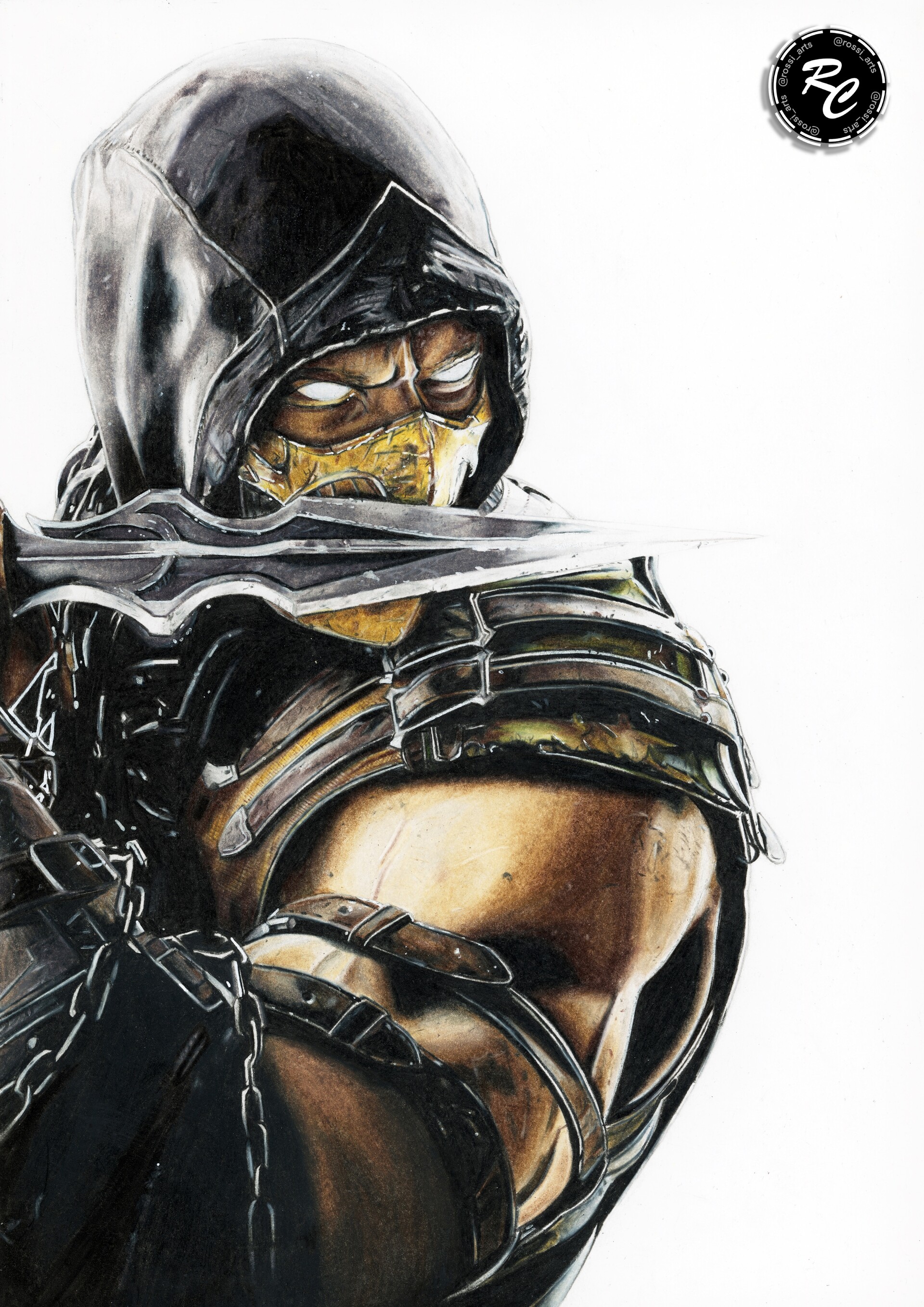 How To Draw Scorpion From Mortal Kombat - Sketch, HD Png Download ,  Transparent Png Image - PNGitem