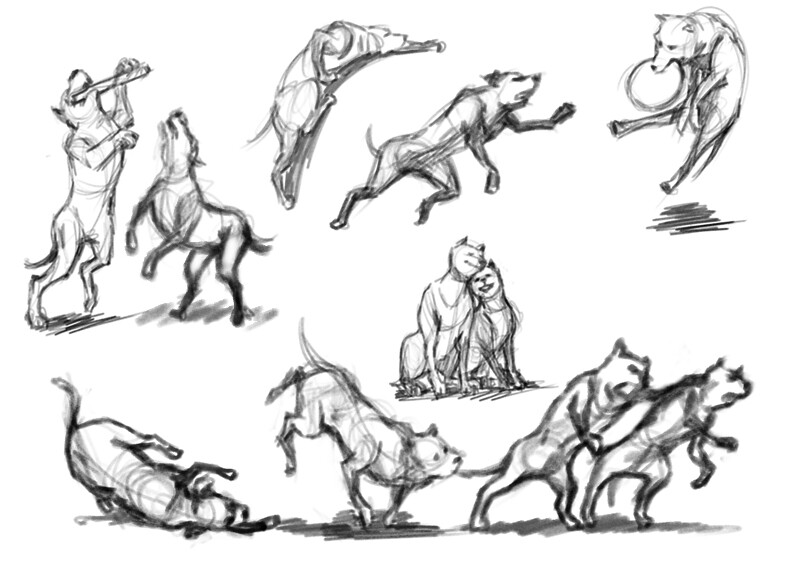 gesture drawing running dogs