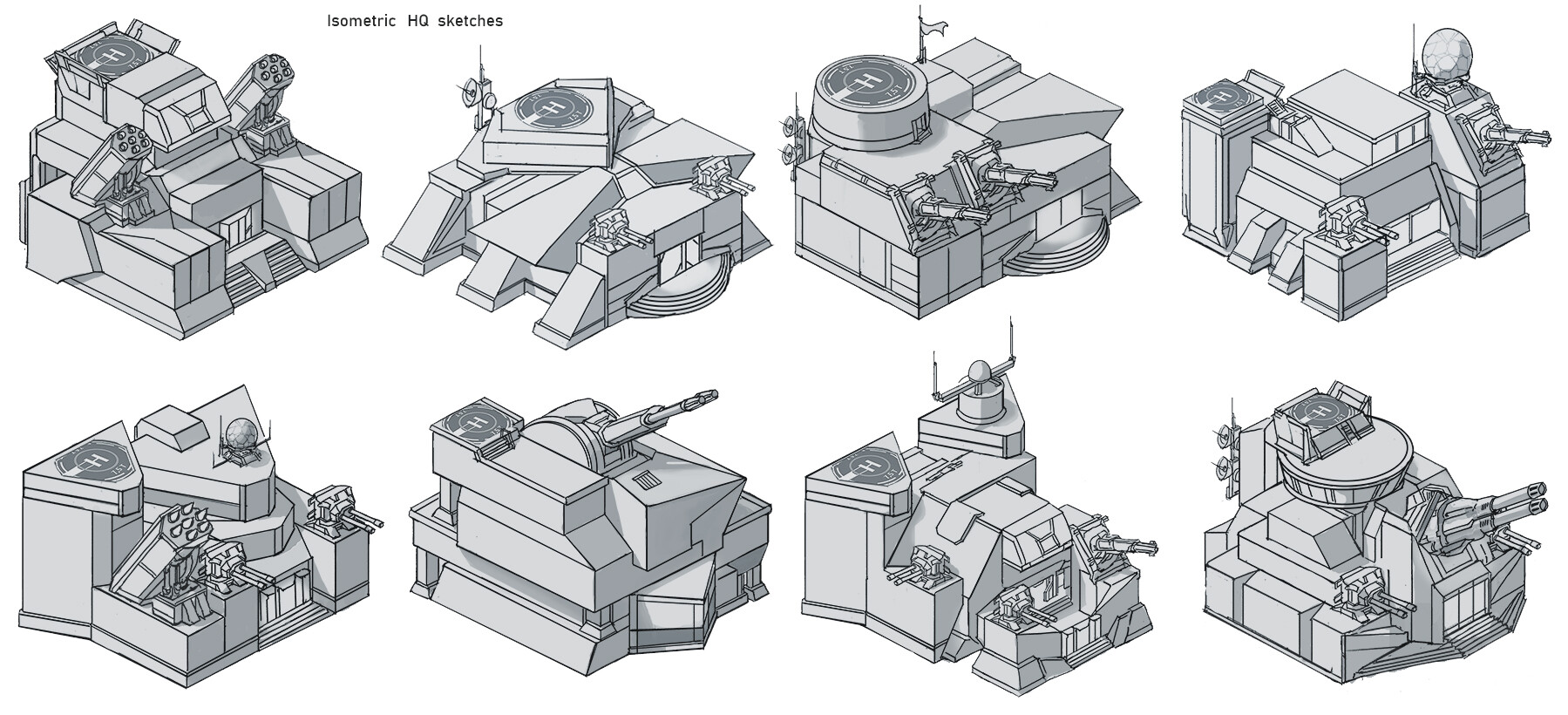 Mobile Game Isometric Building Sketches