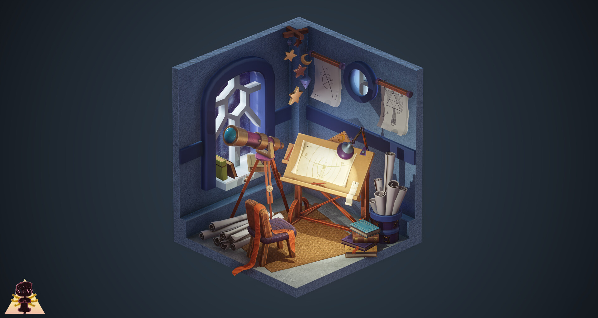ArtStation Stylized Telescope Room