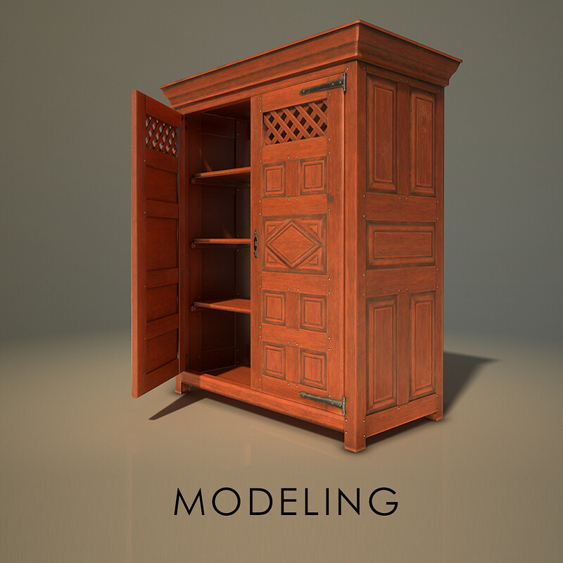 Antique Spanish Pine Cupboard (3D model)