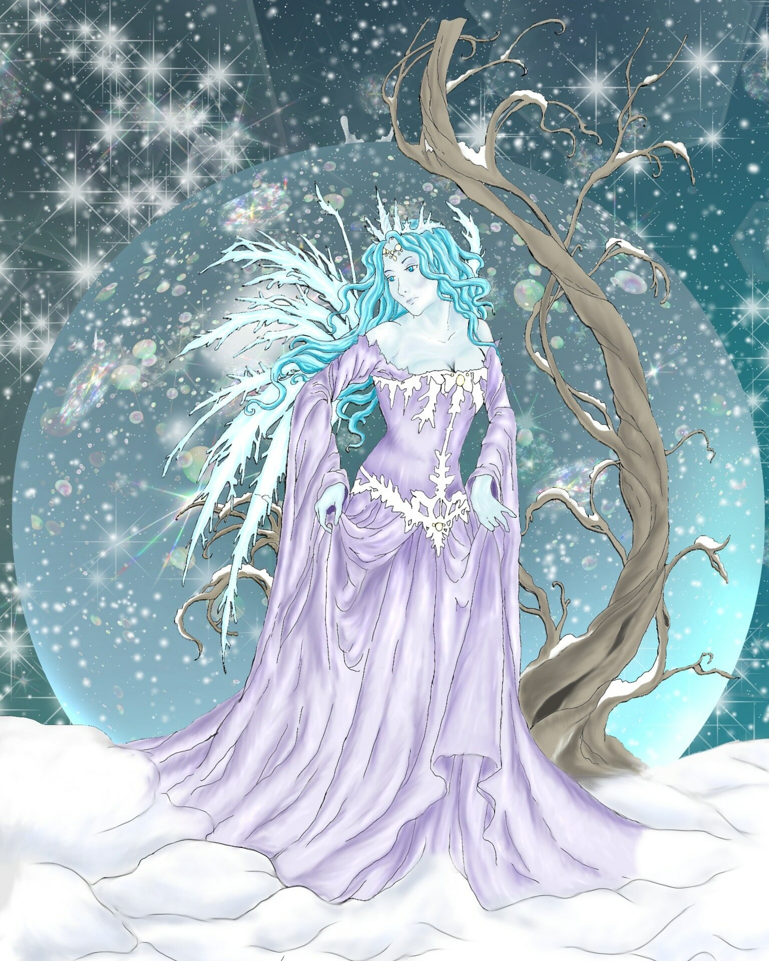 ArtStation - Winter Snow Dryad - Digital painting in Clip Studio Ex/Pro