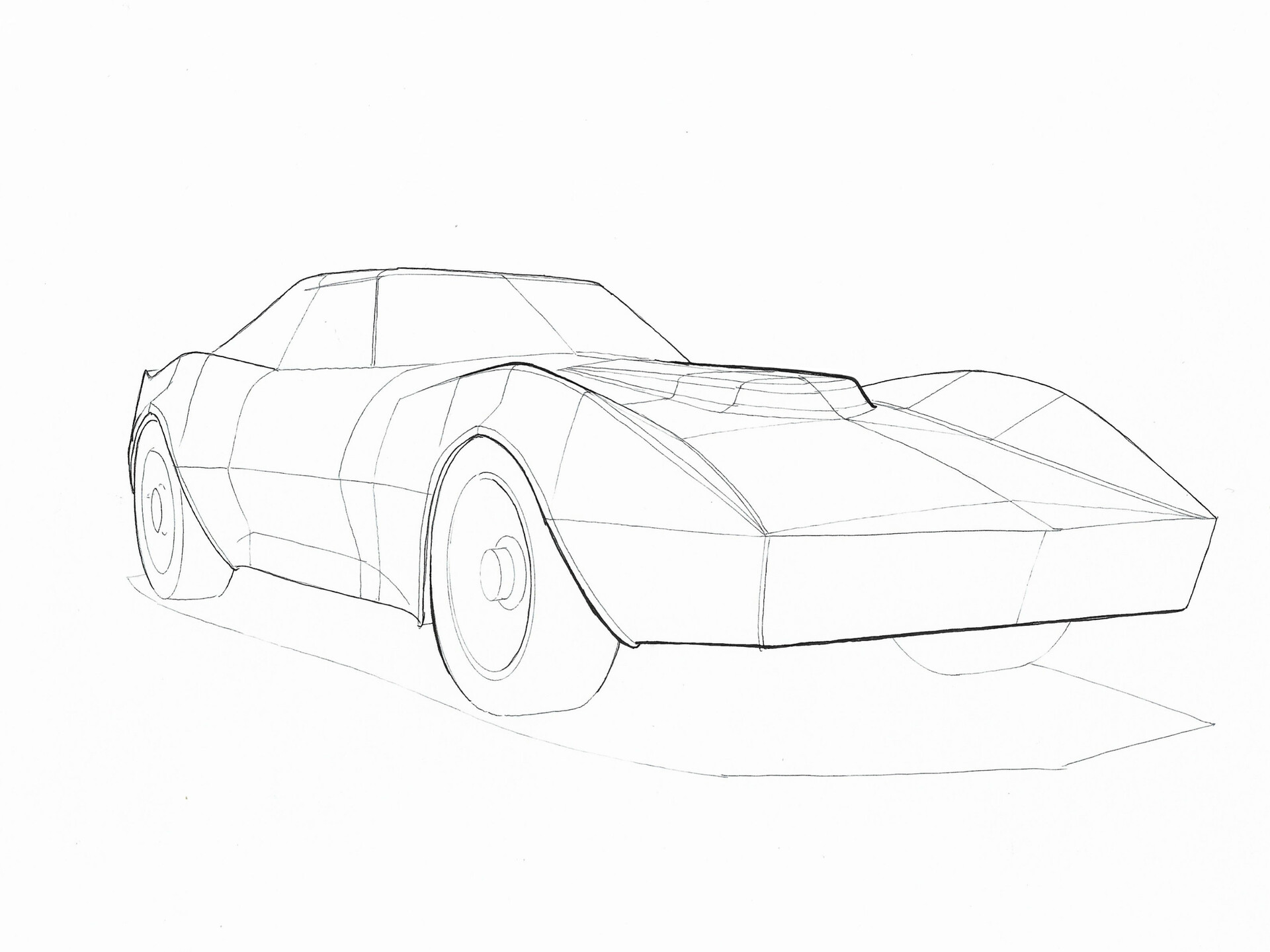 ArtStation - Corvette stingray 1971. XYZ section drawing, image size:1920x1439