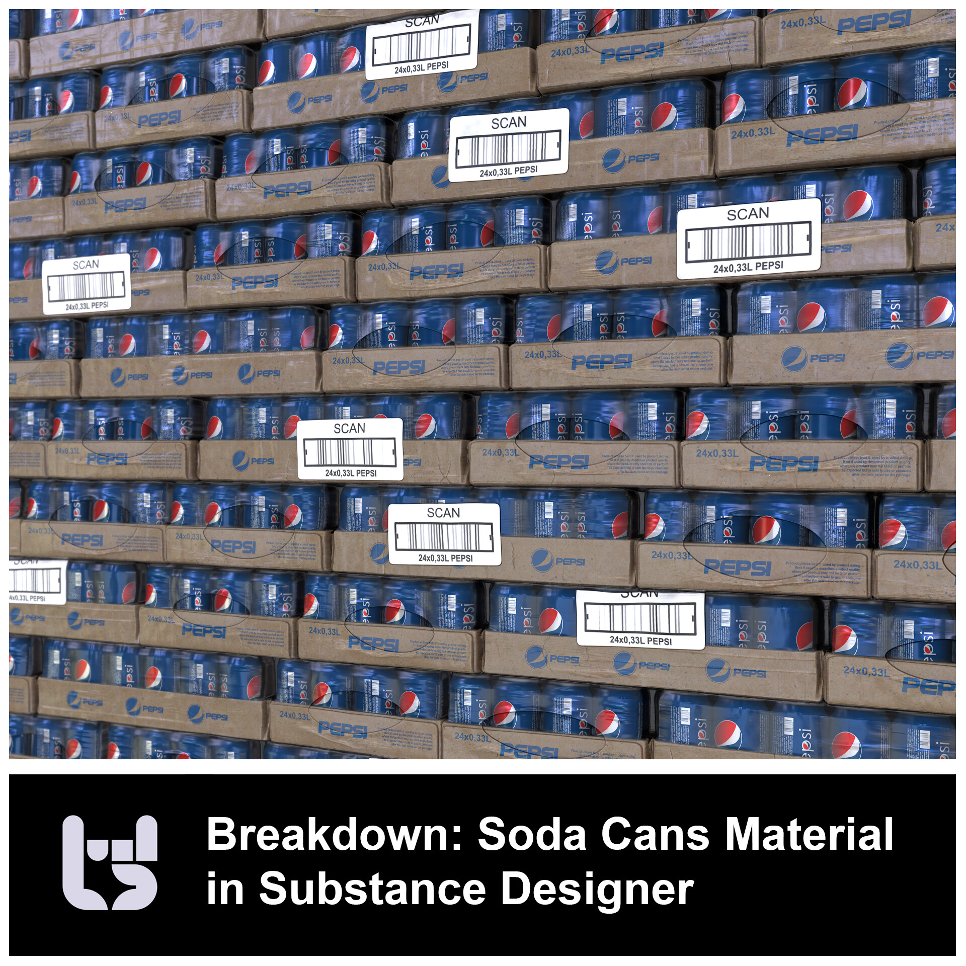 ArtStation Breakdown Soda Cans Material in Substance Designer