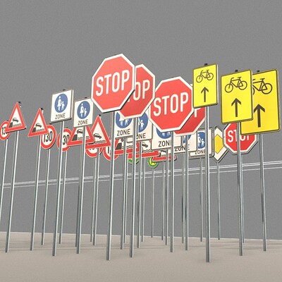 Dennis haupt modular traffic sign package 2 0 modeled textured and animated by 3dhaupt in blender 2 81a 10