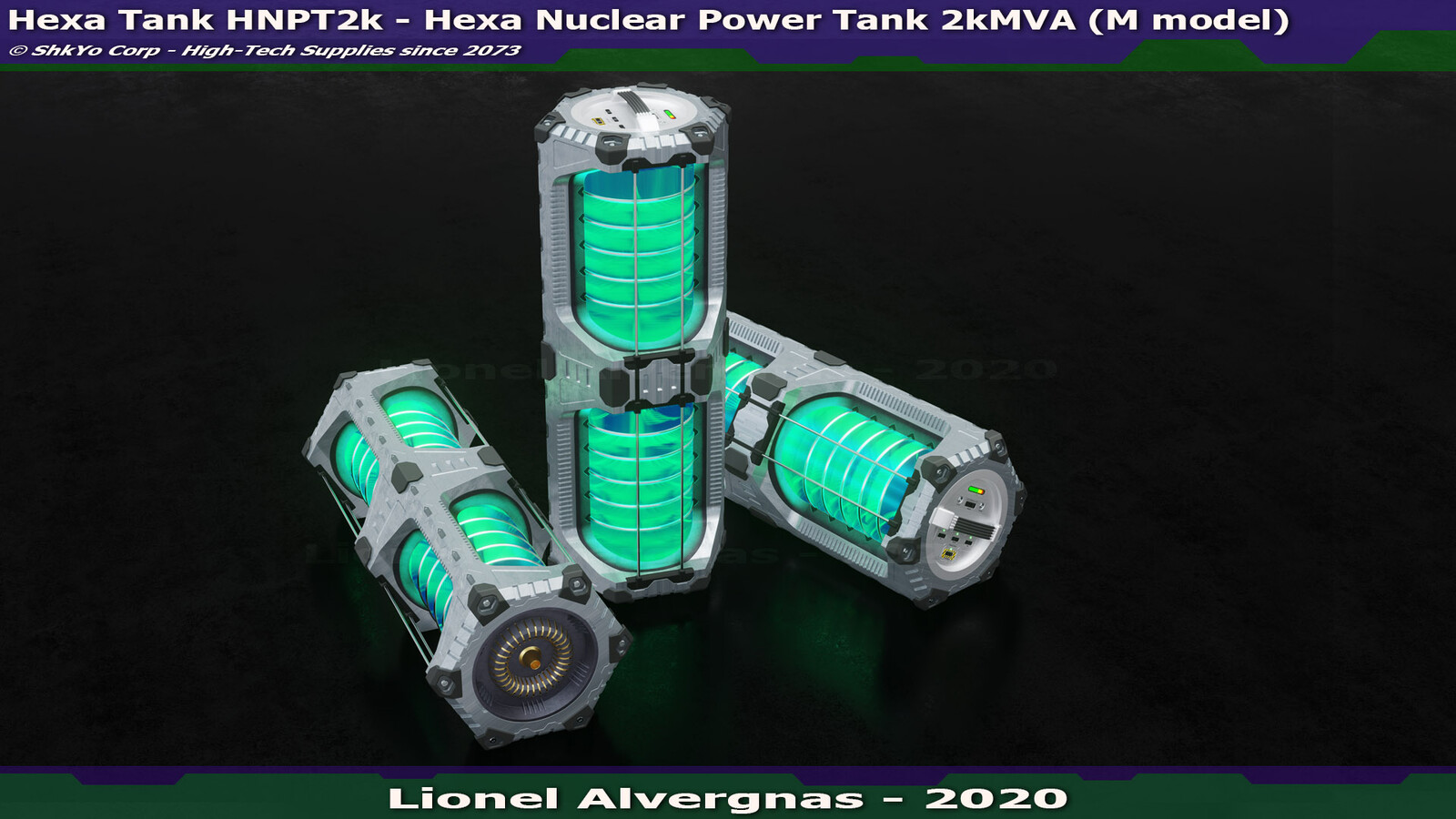 Hard Surface model - SciFi Hexa Nuclear Power Tank - XS and M model